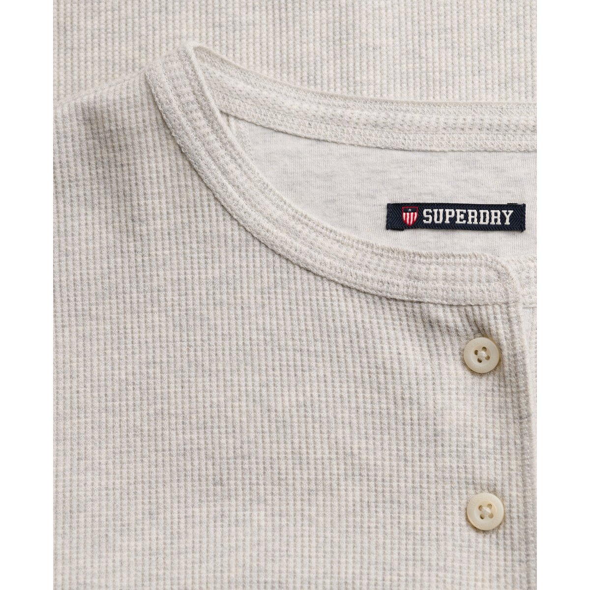 Top Athletic Essential Gaufré Coupe Ajustée beige avoine chiné, SUPERDRY
