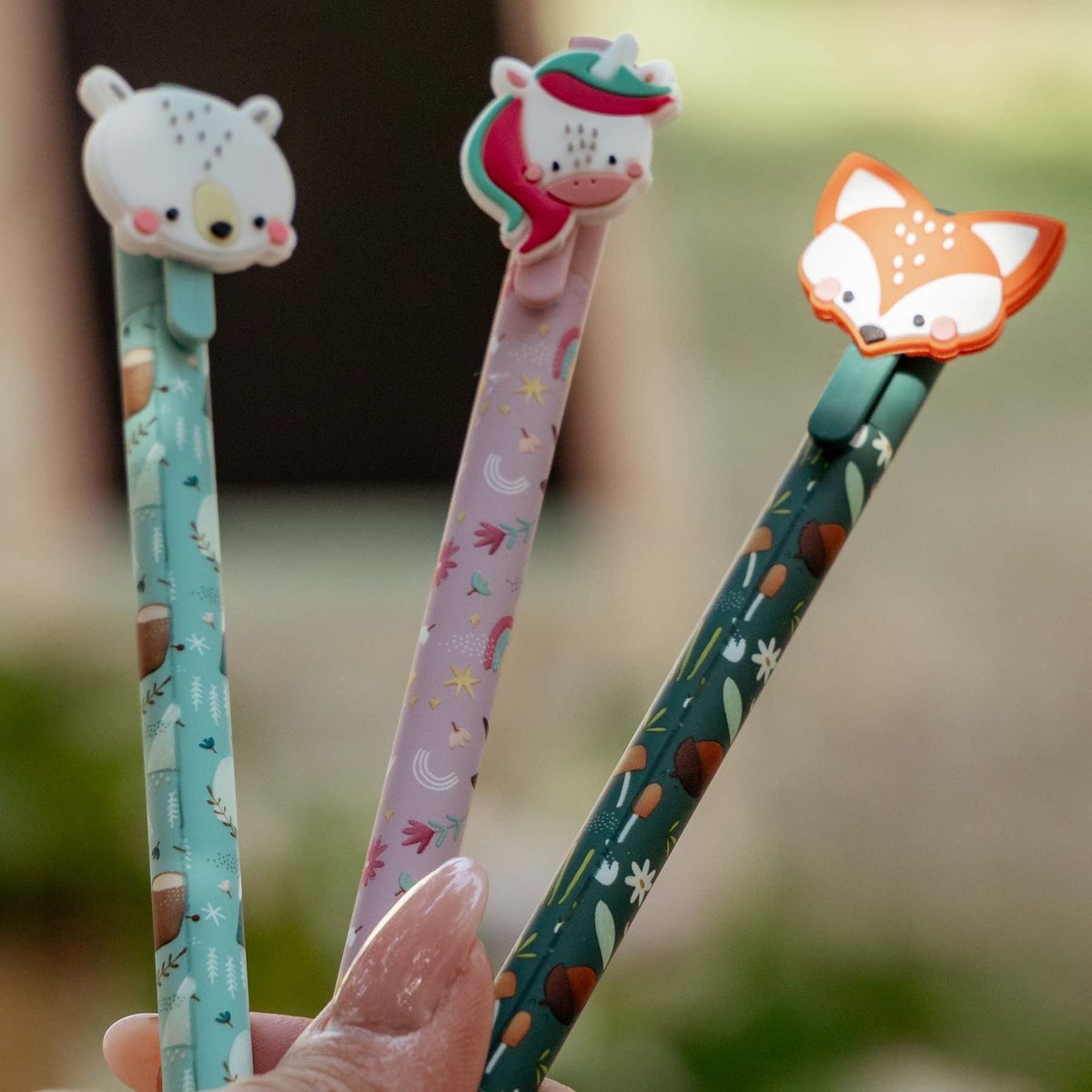 Set de 3 stylos gel effaçables ANIMAUX bleu, SASSI JUNIOR