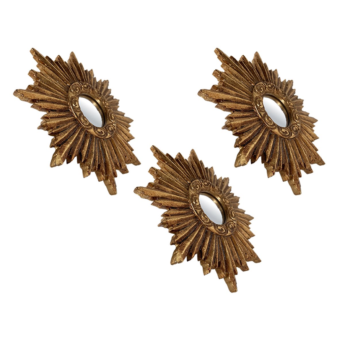Lot de 3 miroirs soleil diam ext 14,5cm or, EMDE