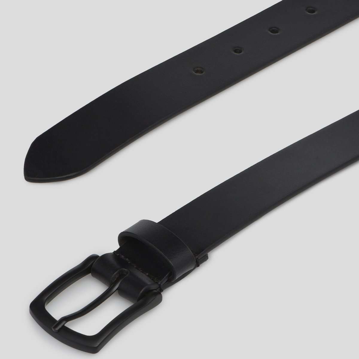 Ceinture en cuir lisse noir, MONOPRIX