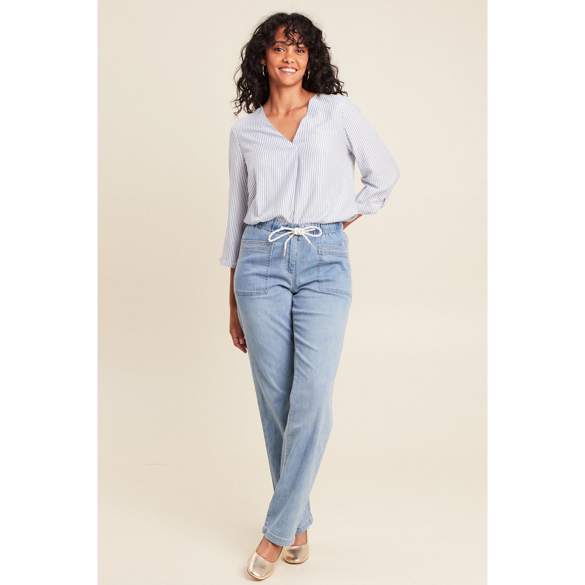 blouse fluide manches 3/4 bleu, BREAL