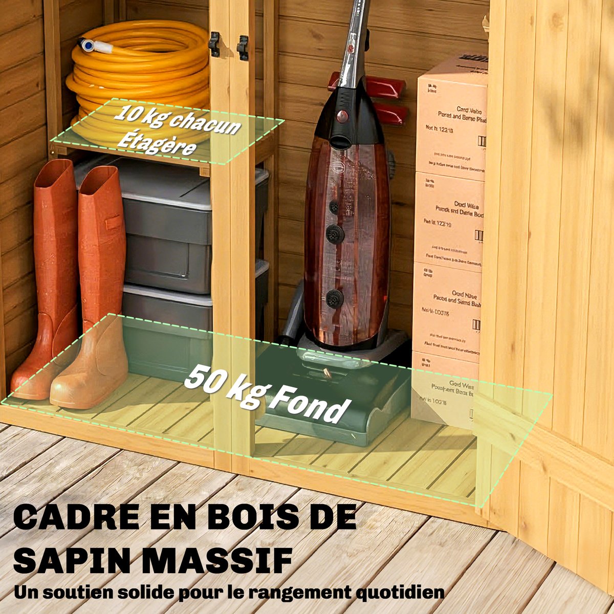 Abri de jardin Bois de Sapin Marron marron, OUTSUNNY