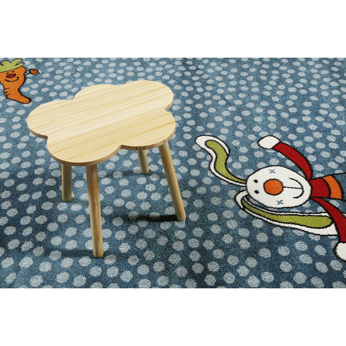 Tapis enfant motif lapin , RAINBOW RABBIT bleu, SIGIKID