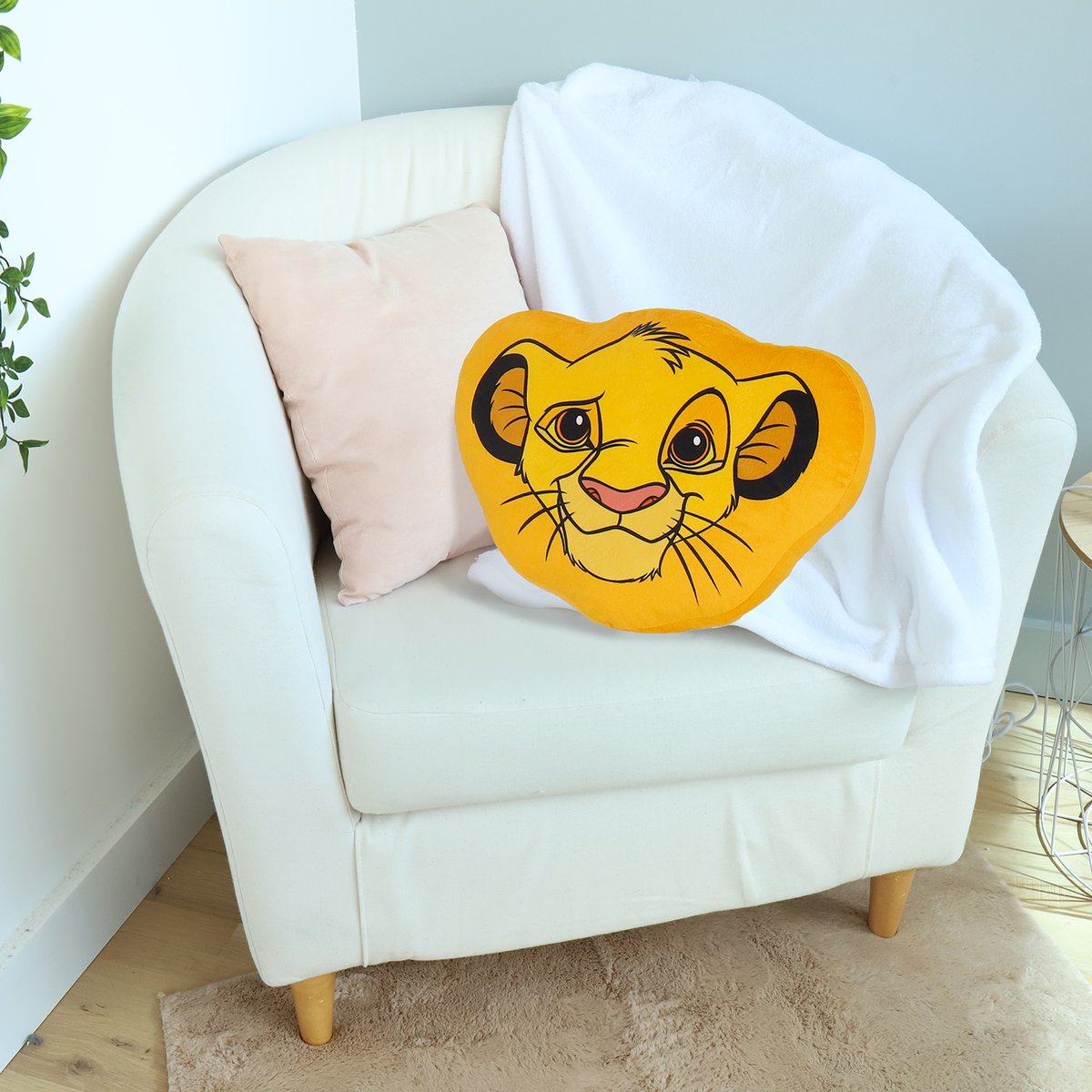 Coussin 3D Disney, SIMBA ROI LION orange fonce, DISNEY