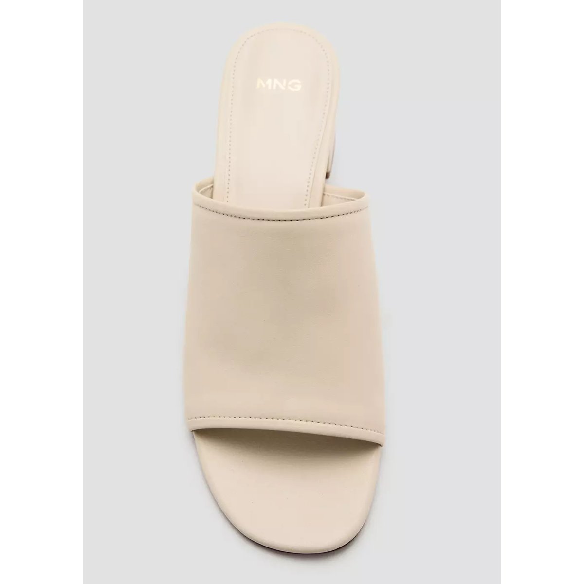 Sandales cuir talon bloc écru, MANGO