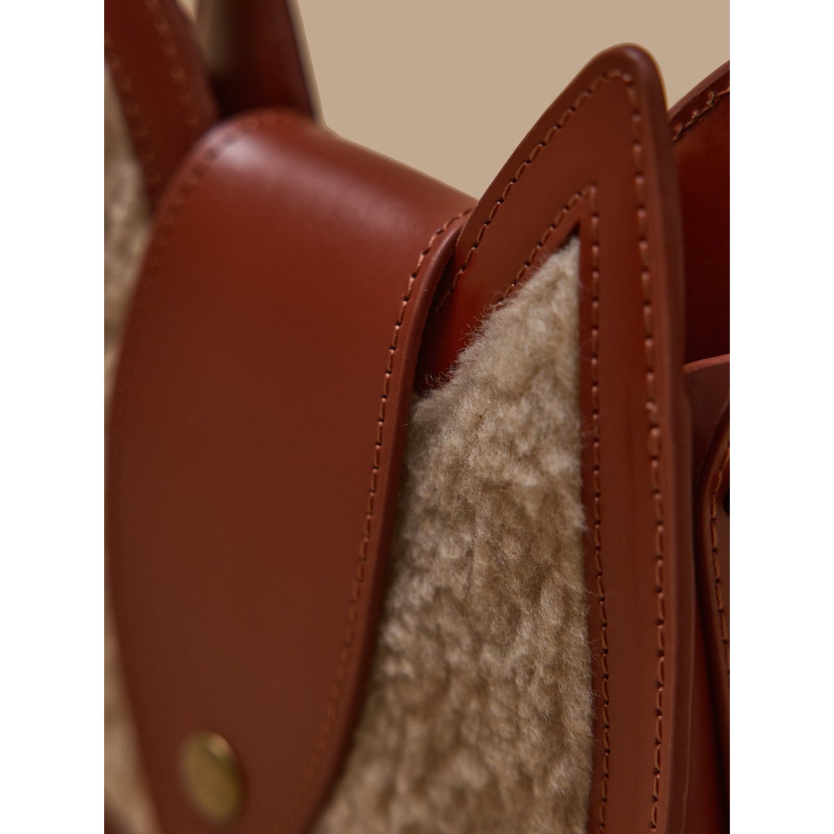Sac écureuil cuir et sherpa ecru, CYRILLUS