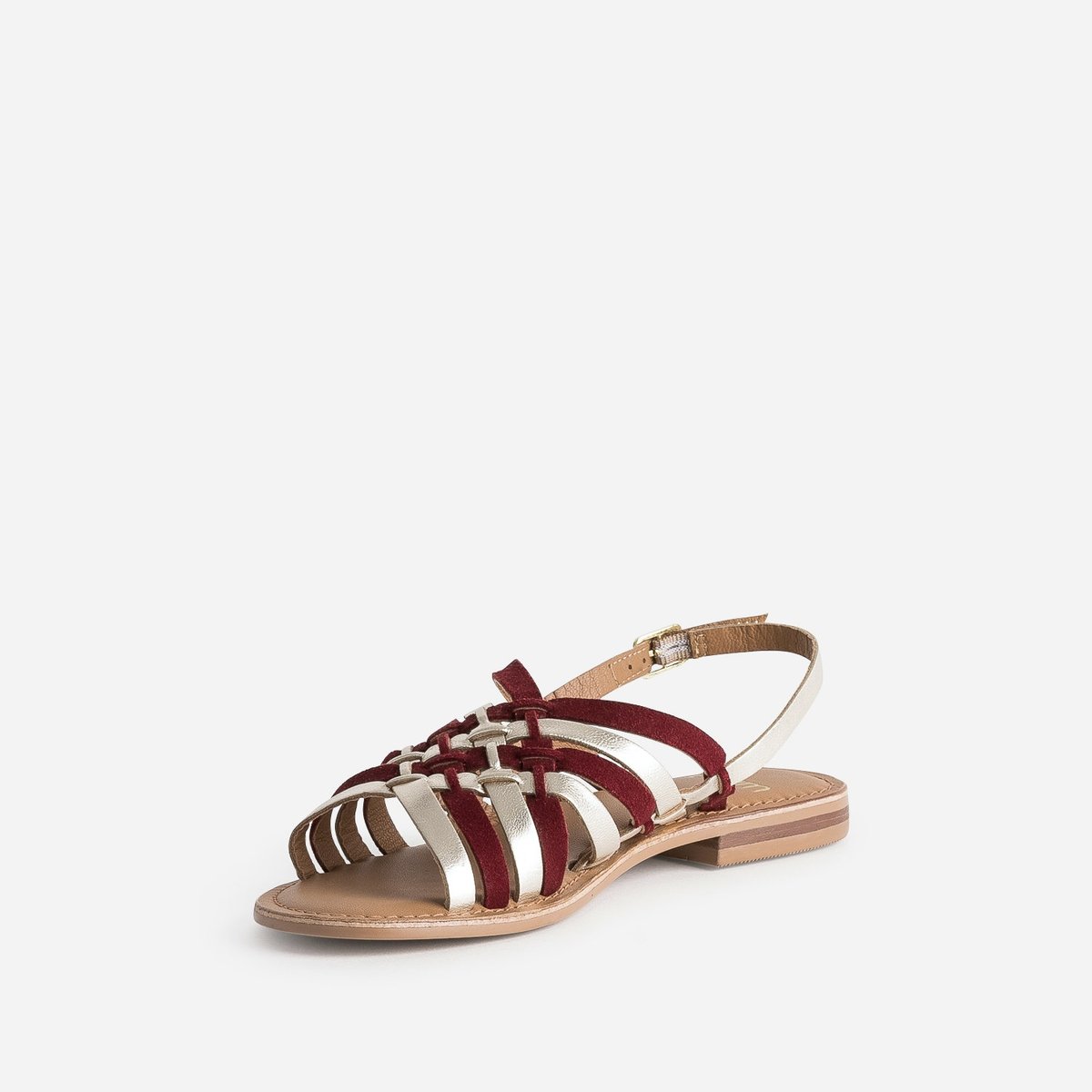 Sandale Plate en cuir NINON dore, ERAM