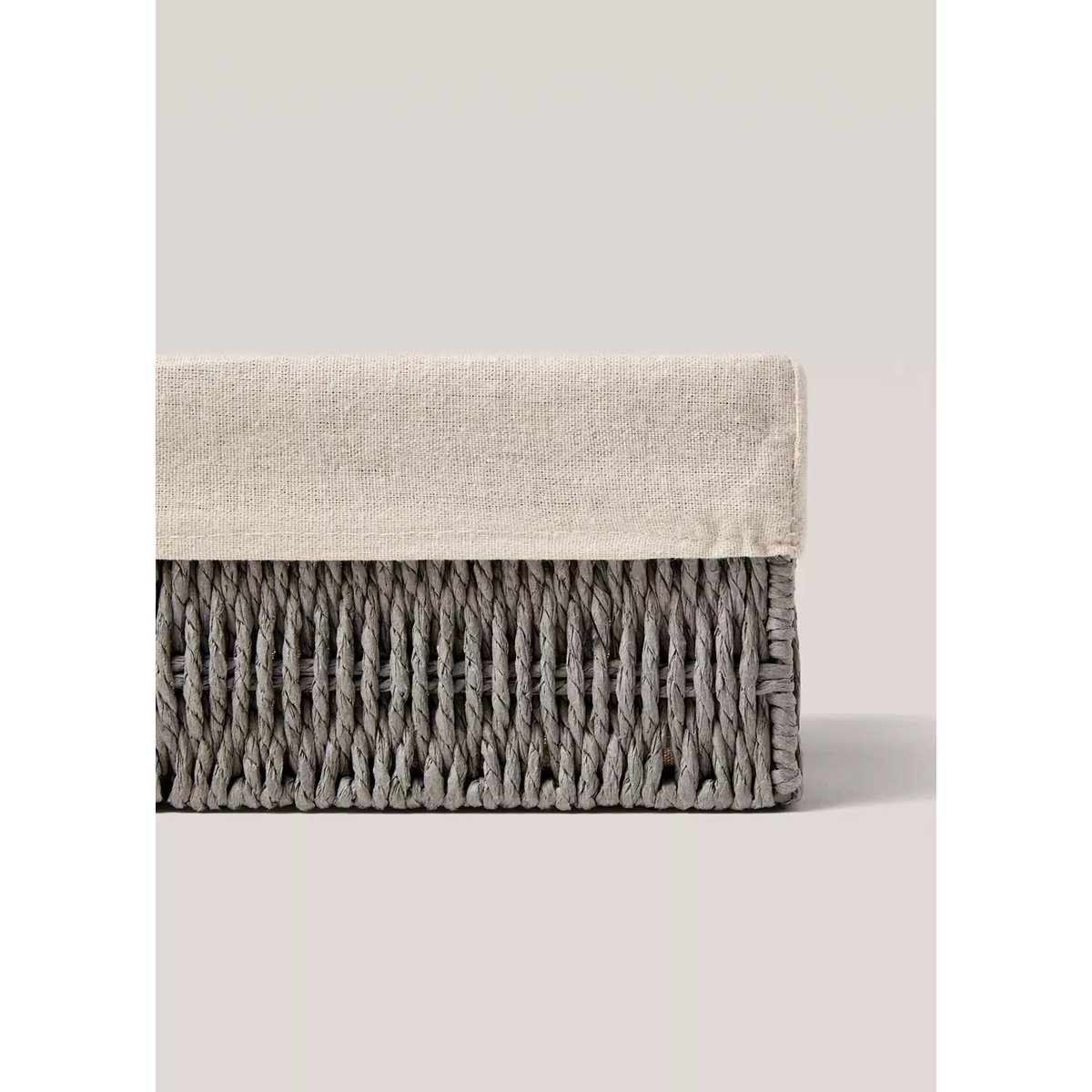Grand panier en papier rectangulaire gris, MANGO HOME