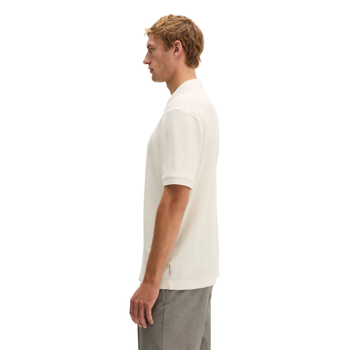 Polo en jersey côtelé, coupe classique en pur coton biologique blanc, MARC O'POLO