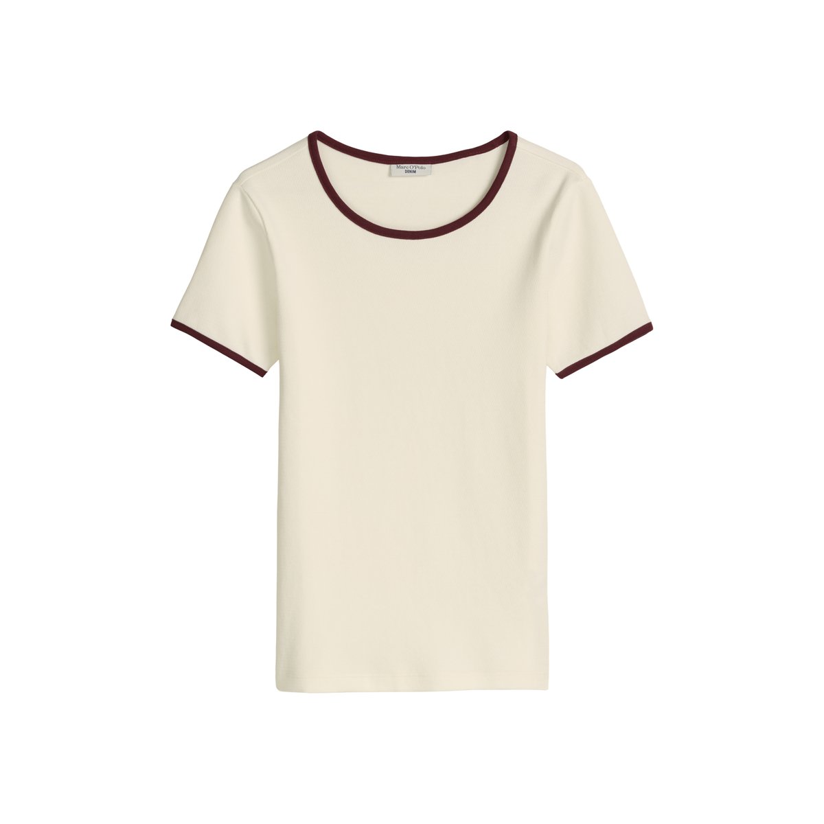 T-shirt structuré slim en pur coton bio blanc naturel, MARC O’POLO DENIM