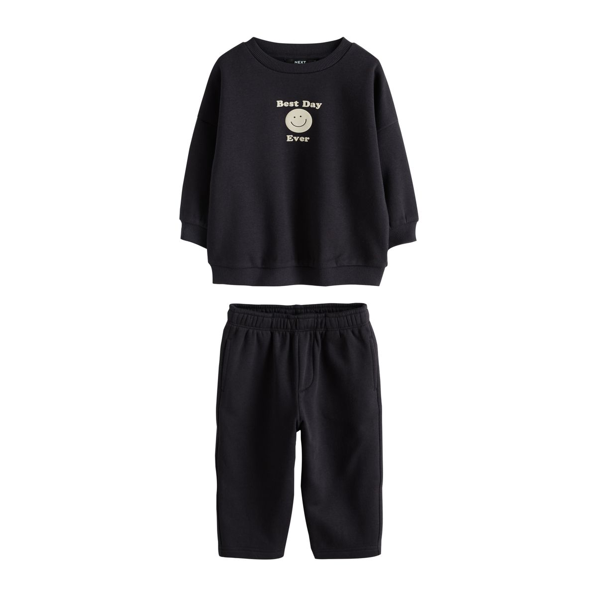 Ensemble jogging ras du cou semi uni noir, NEXT
