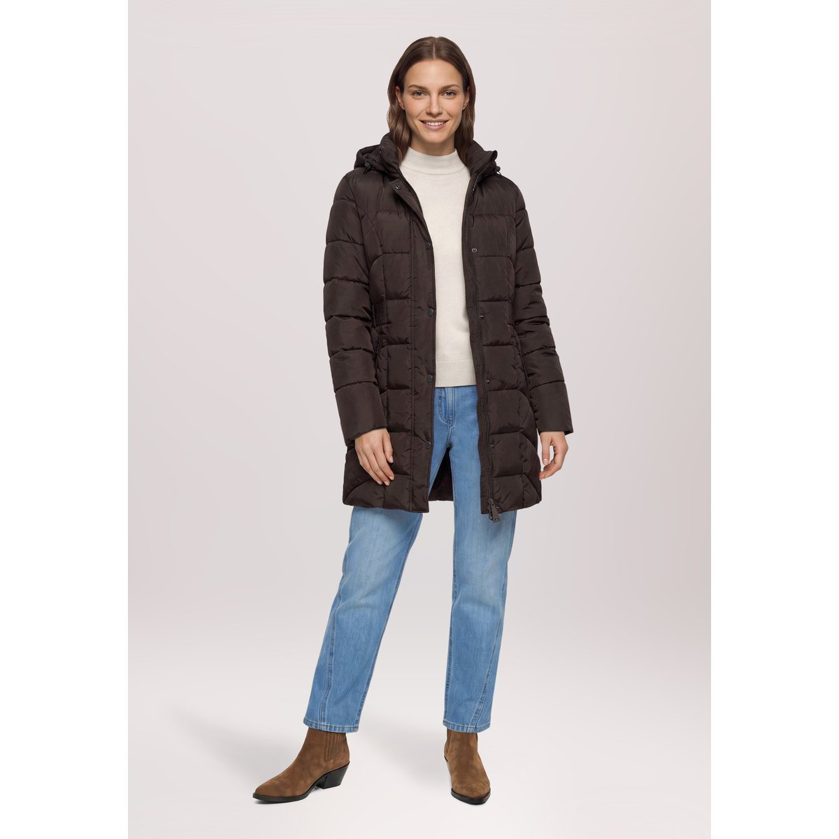 Veste outdoor à capuche amovible black bean, BETTY BARCLAY