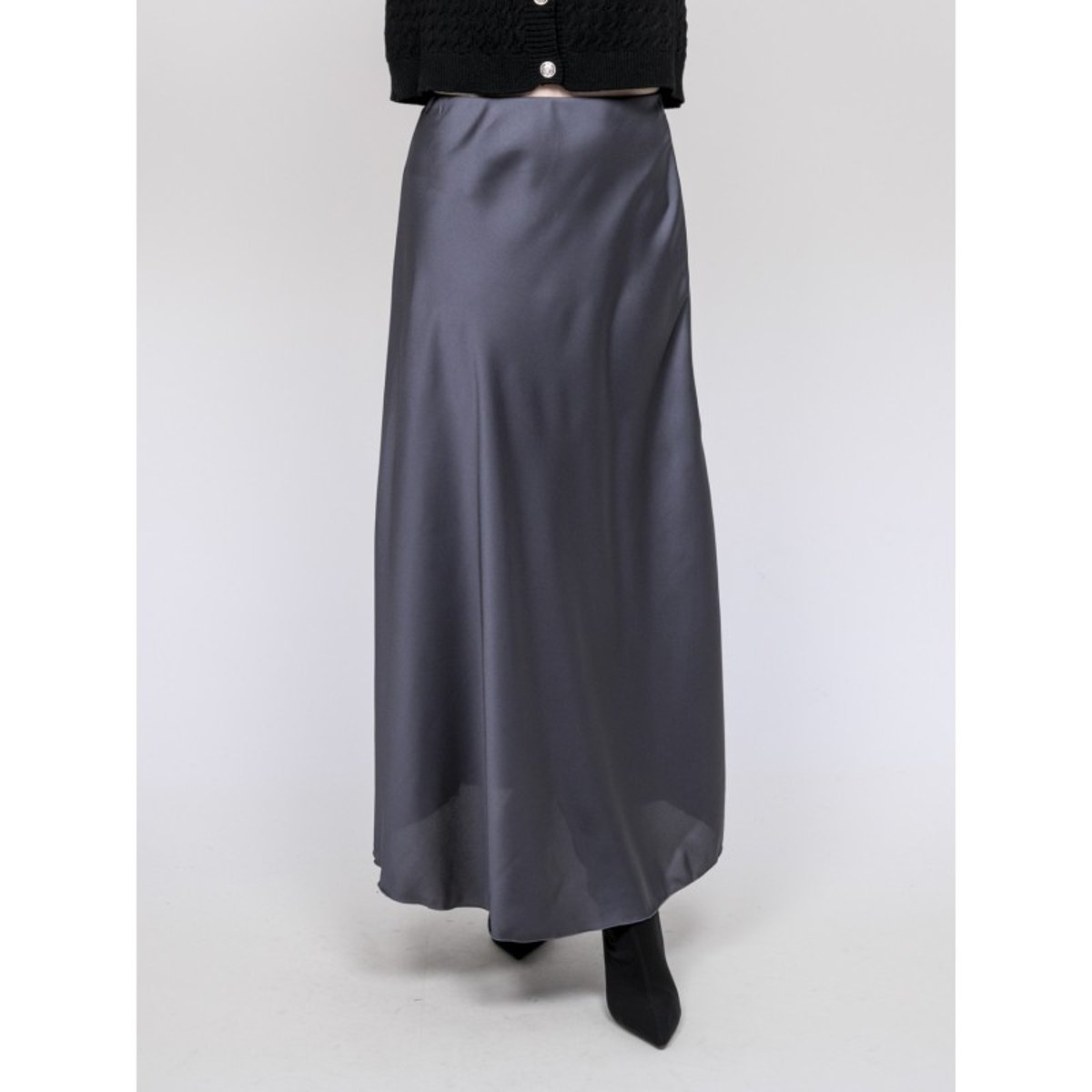 Jupe Longue En Satin Xalpa gris, DONA LISA