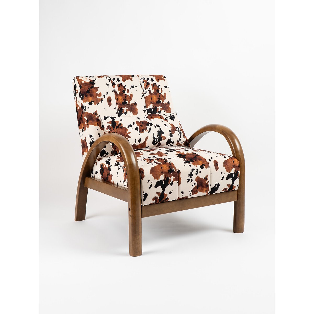 Tucson Cow Print Accent Chair with Wood Frame brown/white, SO'HOME