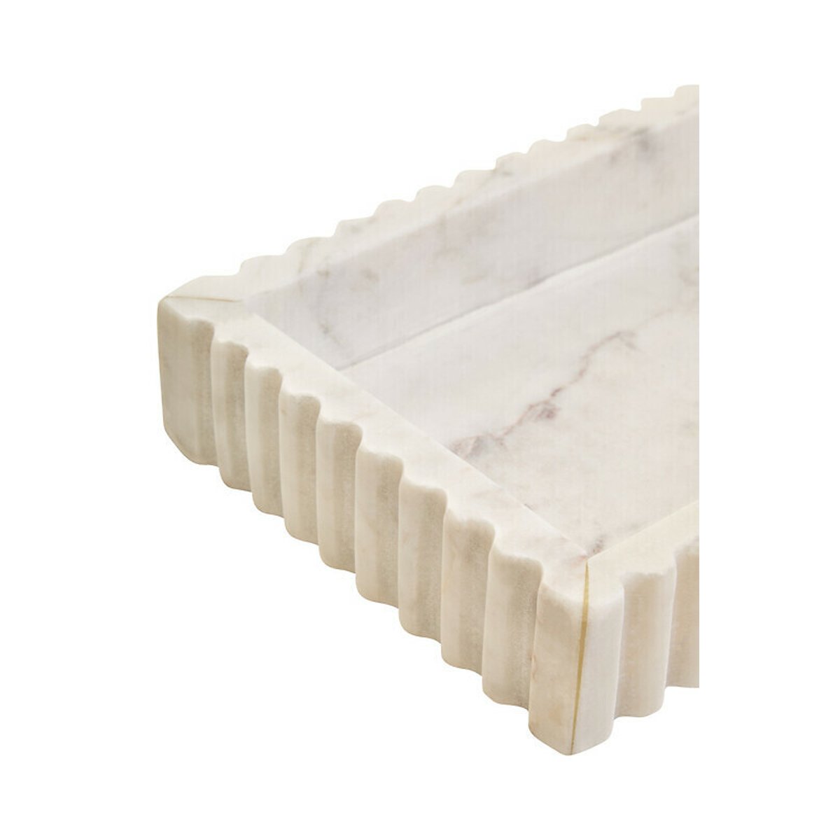 White Marble Fluted Rectangular Tray white, FIFTY FIVE SOUTH