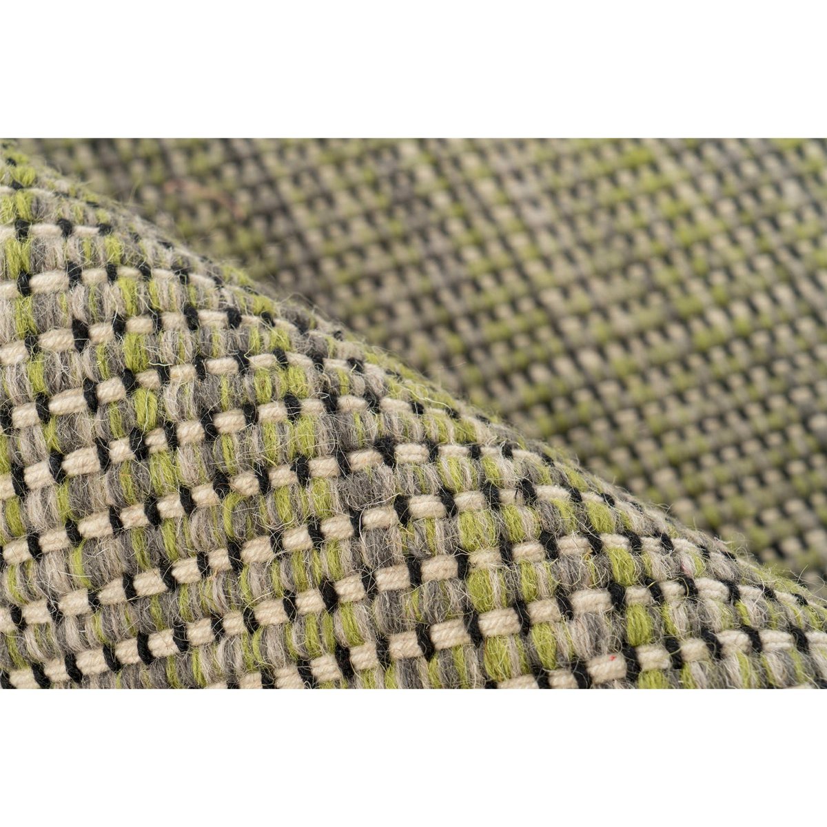 Tapis frangé en laine tissé main gris vert chiné naturel, ARTE ESPINA