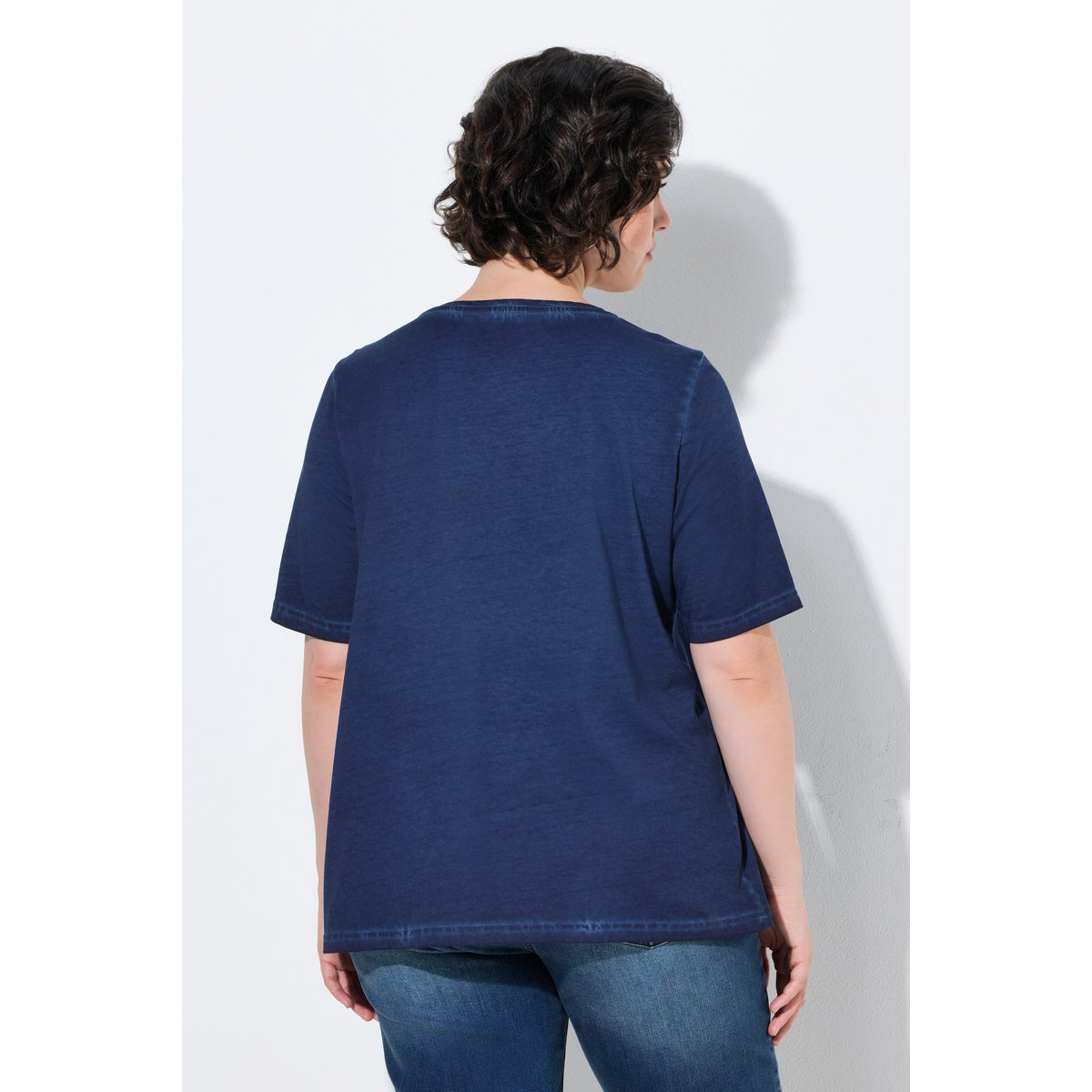 T-shirt avec message bleu encre, ULLA POPKEN