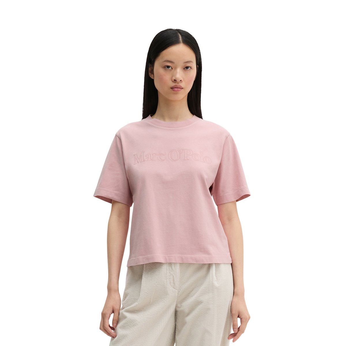T-shirt à logo, coupe décontractée en coton bio issu de sources renouvelables vieux rose, MARC O'POLO
