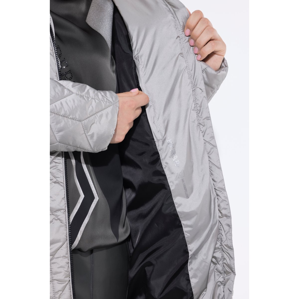 Manteau technique matelassé HYPAR à capuche gris moyen, ULLA POPKEN