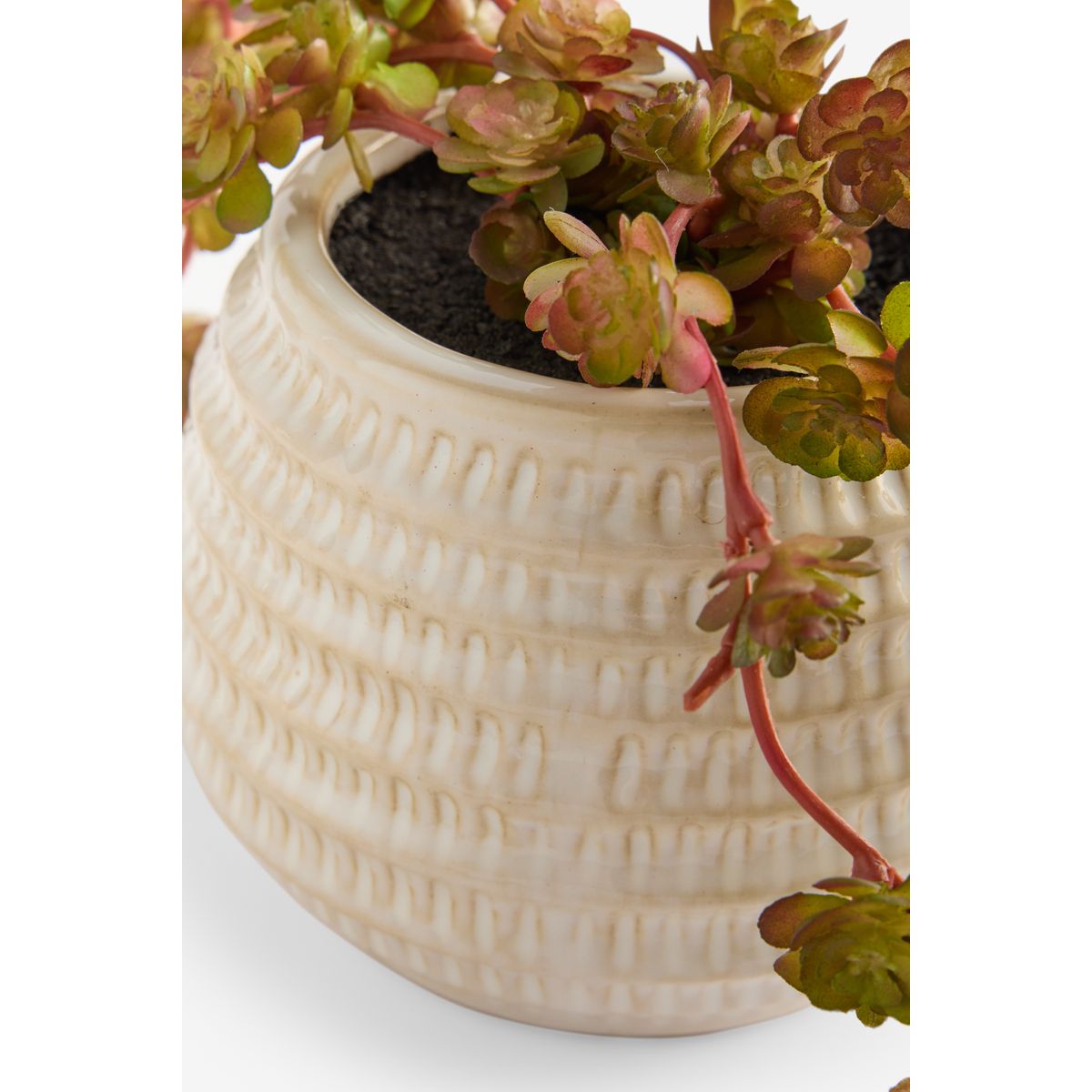 Pot en céramique avec succulente artificielle violet, NEXT