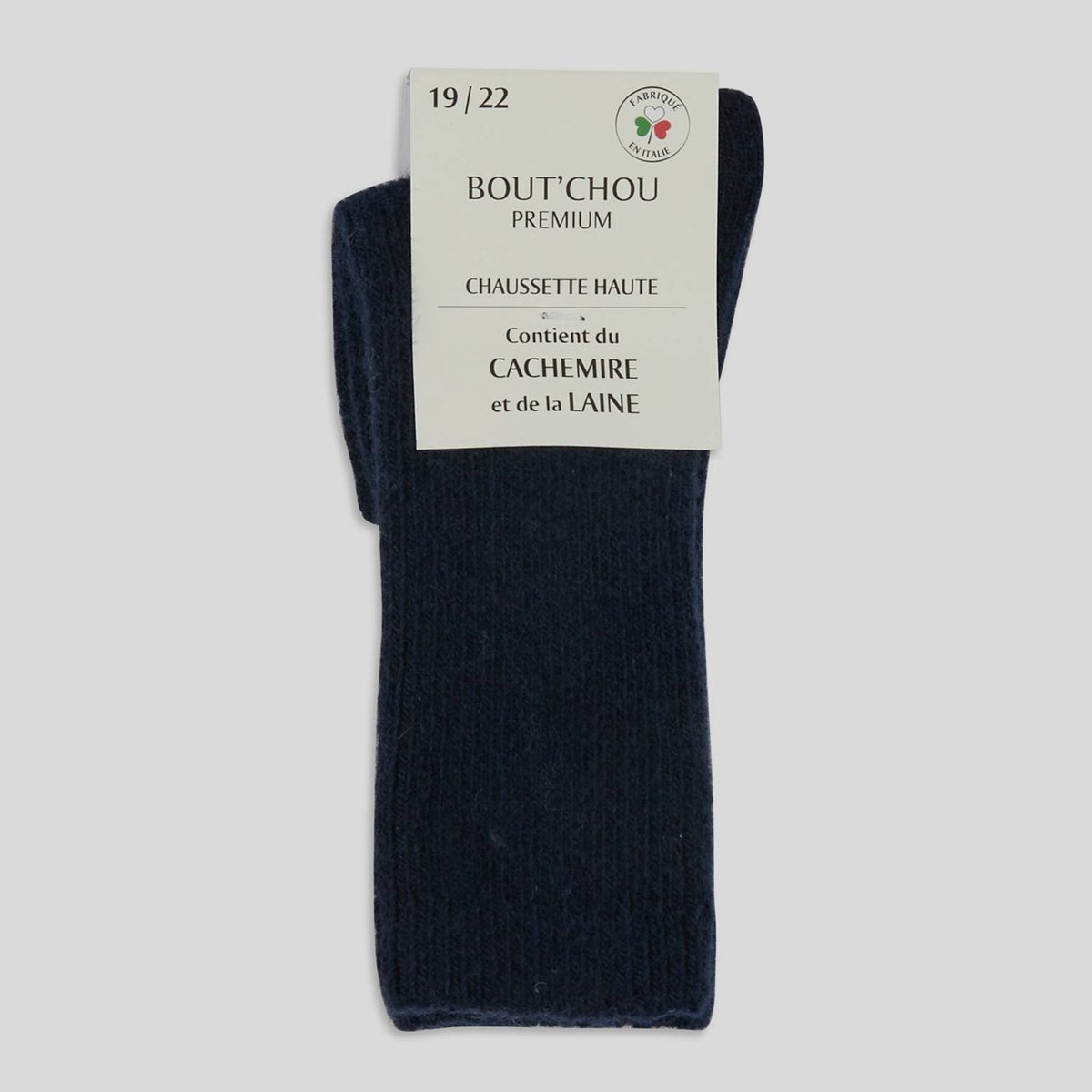Chaussettes chaude cotelee contenant du coton BIO marine, BOUT'CHOU