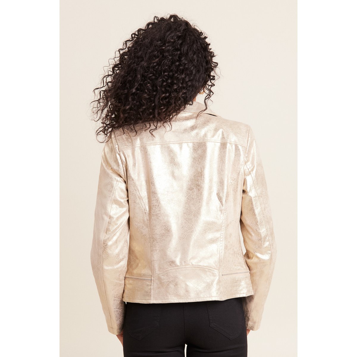 Veste esprit motard zippée couleur or, BREAL