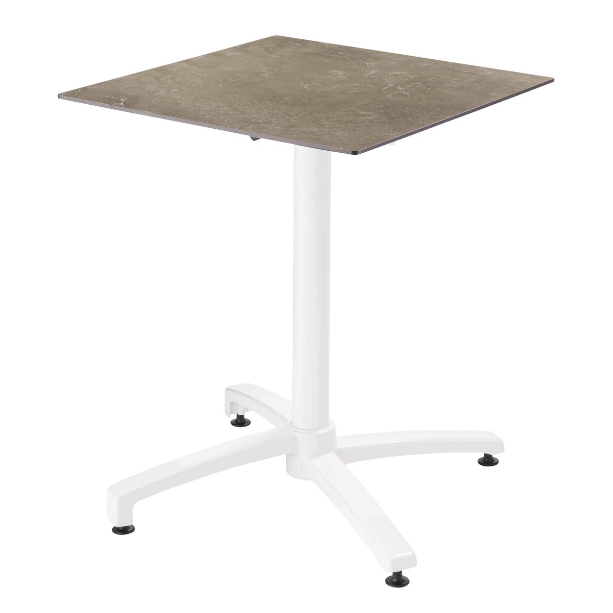 Table 60x60 cm inclinable stratifiée avec pied blanc et chaises en métal, OPERA blanc, OVIALA