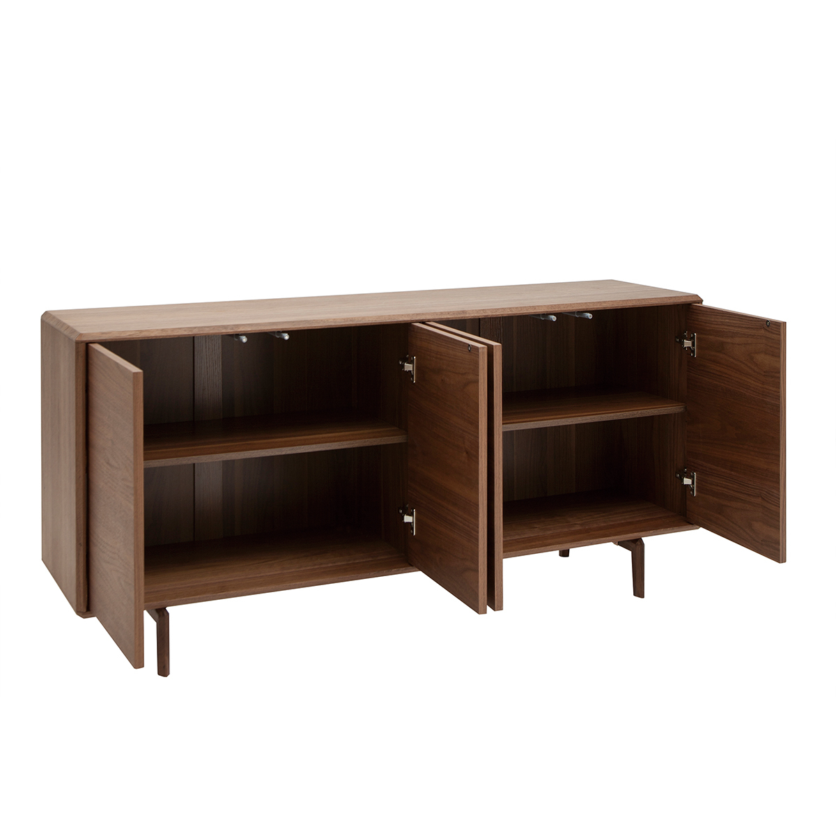 Buffet vintage en bois foncé noyer 4 portes L160 cm SUVA noyer, MILIBOO