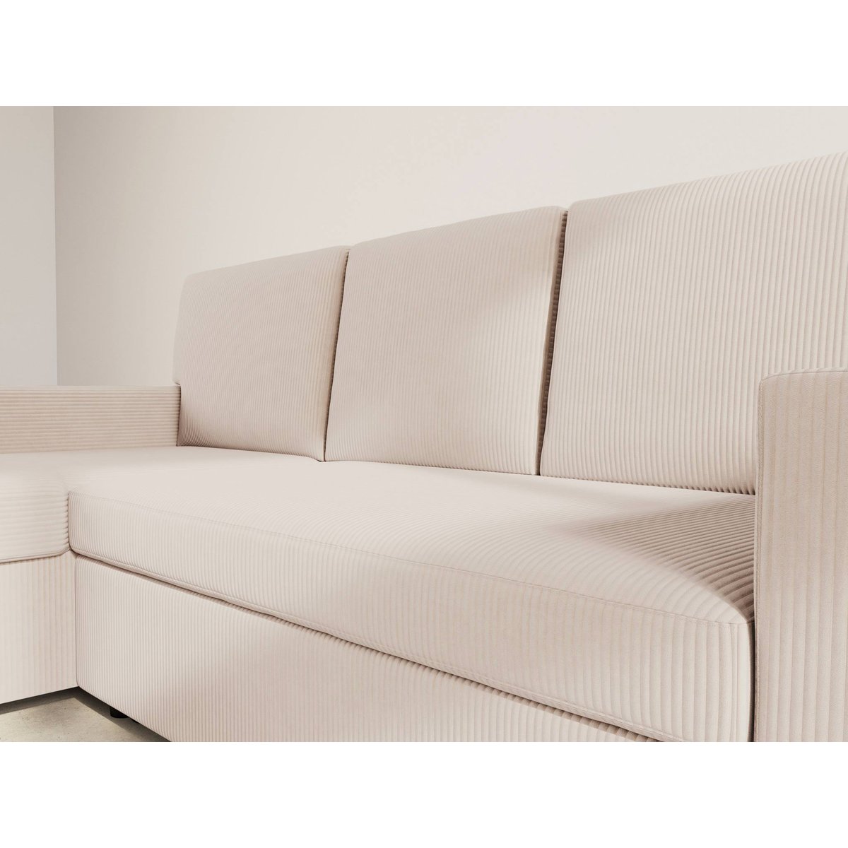 Canapé d’angle convertible velours côtelé, MEIYA beige, BEST MOBILIER