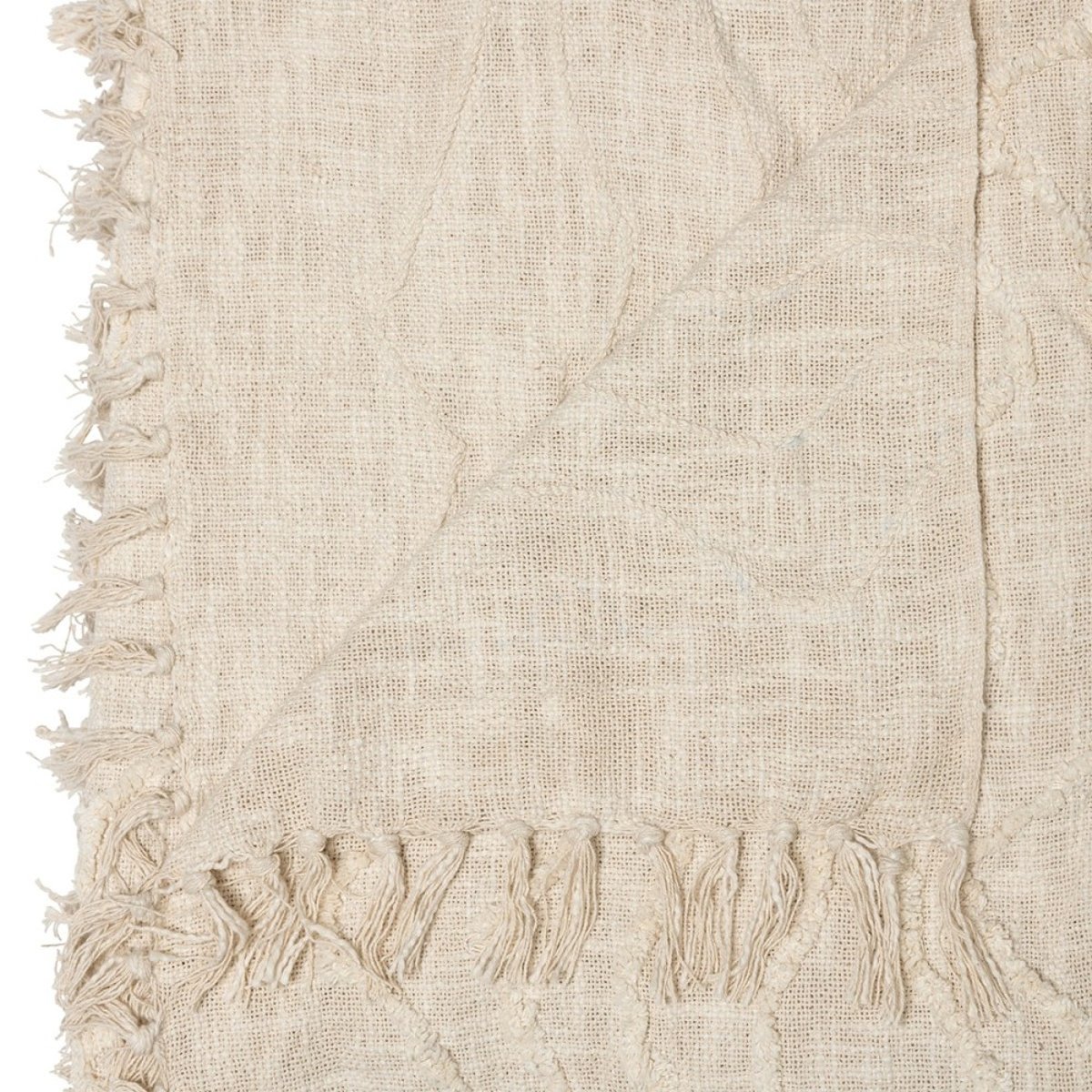 Dessus de lit Slub tufté 240x260 coton beige, ATMOSPHERA