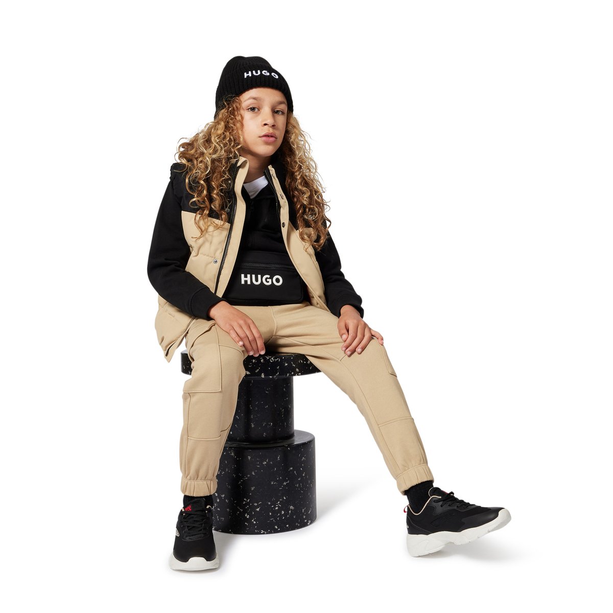 Tagliavento beige noir, HUGO KIDSWEAR