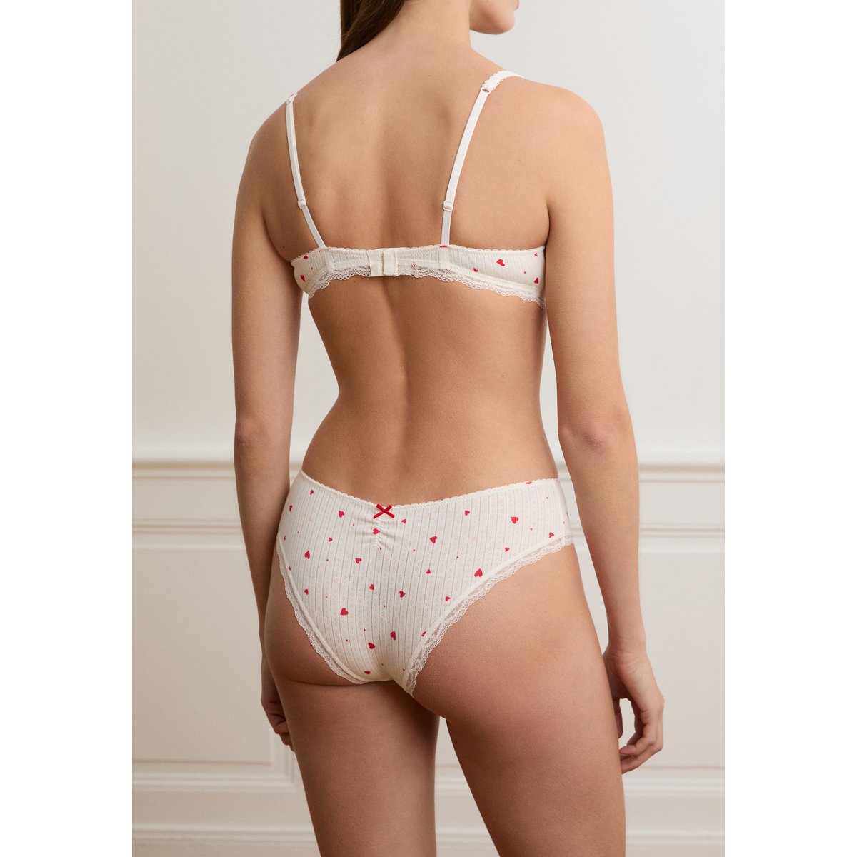 Hipster en pointelle à motifs cœurs VANITY GOURMAN imp fd blanc, ETAM