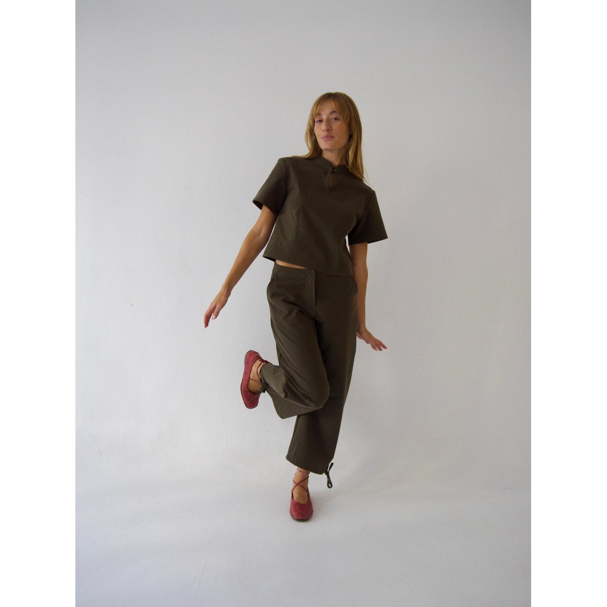 Pantalon large cropped CARLOTA kaki, MINDTRAVELER