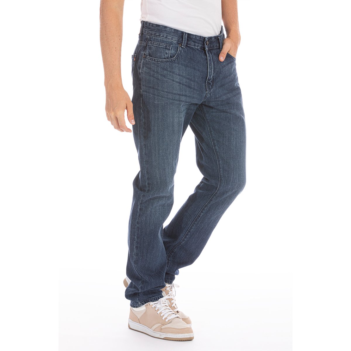 Jeans ARKON3 coupe droite coton brossé, longueur 30 bleu, RICA LEWIS