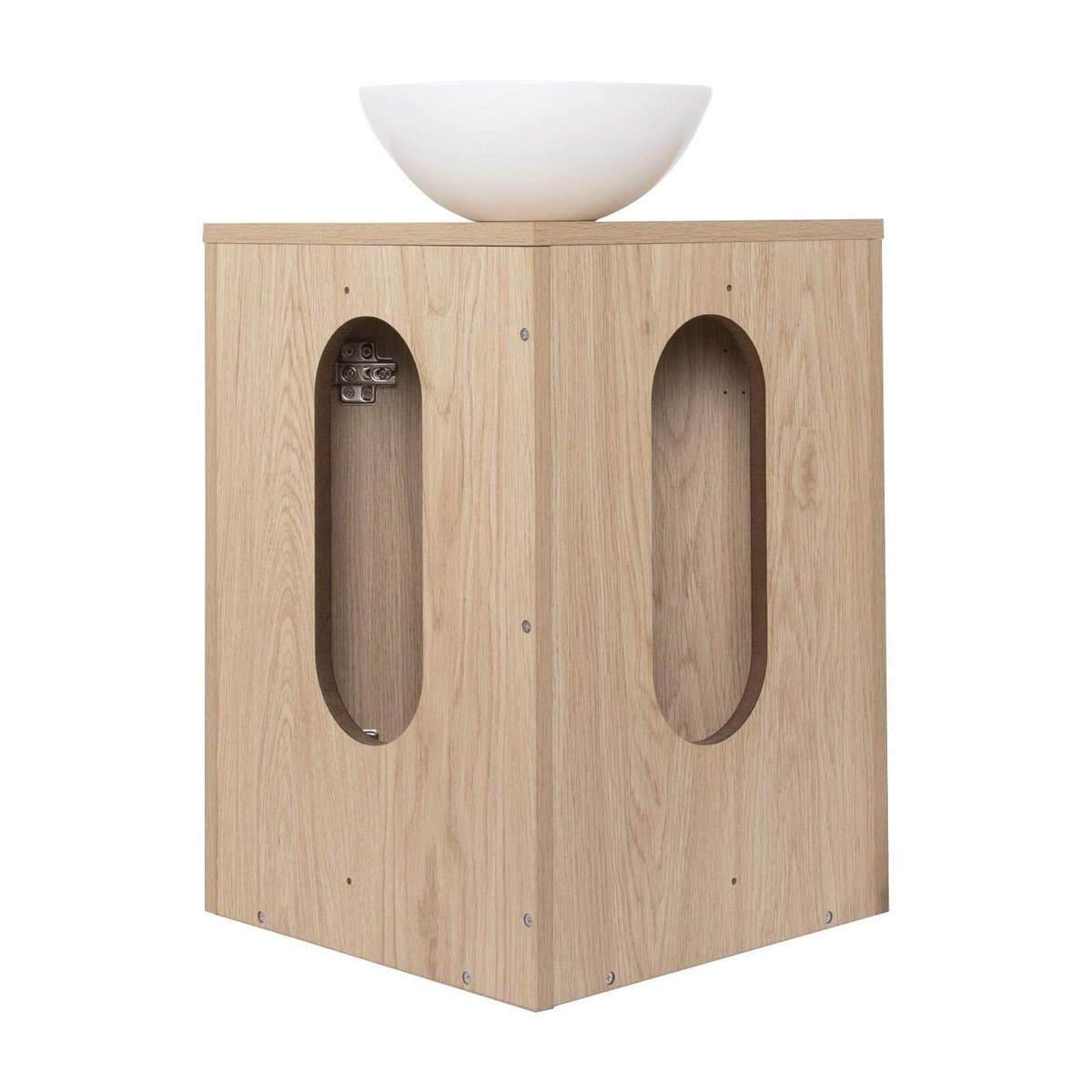 Ensemble lave-mains d'angle avec vasque et robinet SORRENTO décor chêne, MOB IN