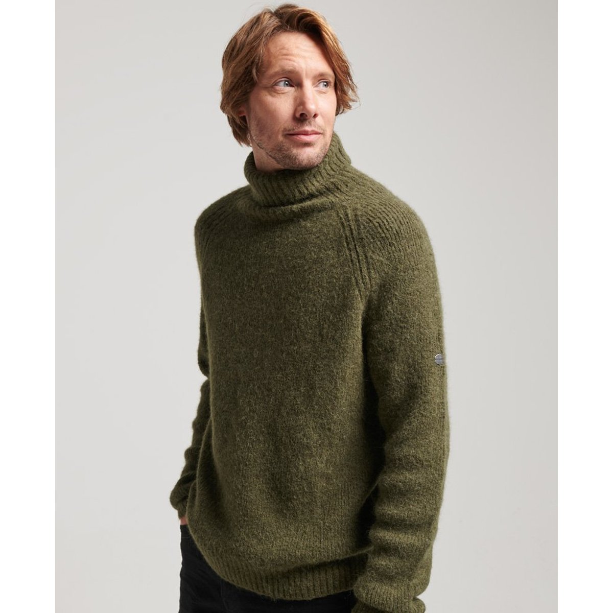 Pull épais à col roulé Studios vert mousse foncé, SUPERDRY