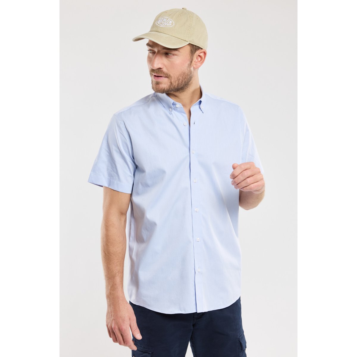 Chemise manches courtes - coton blue, ARMOR-LUX