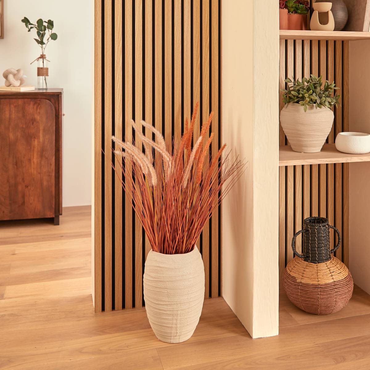 Vase cylindre organique en grès PRUDI blanc, ATMOSPHERA