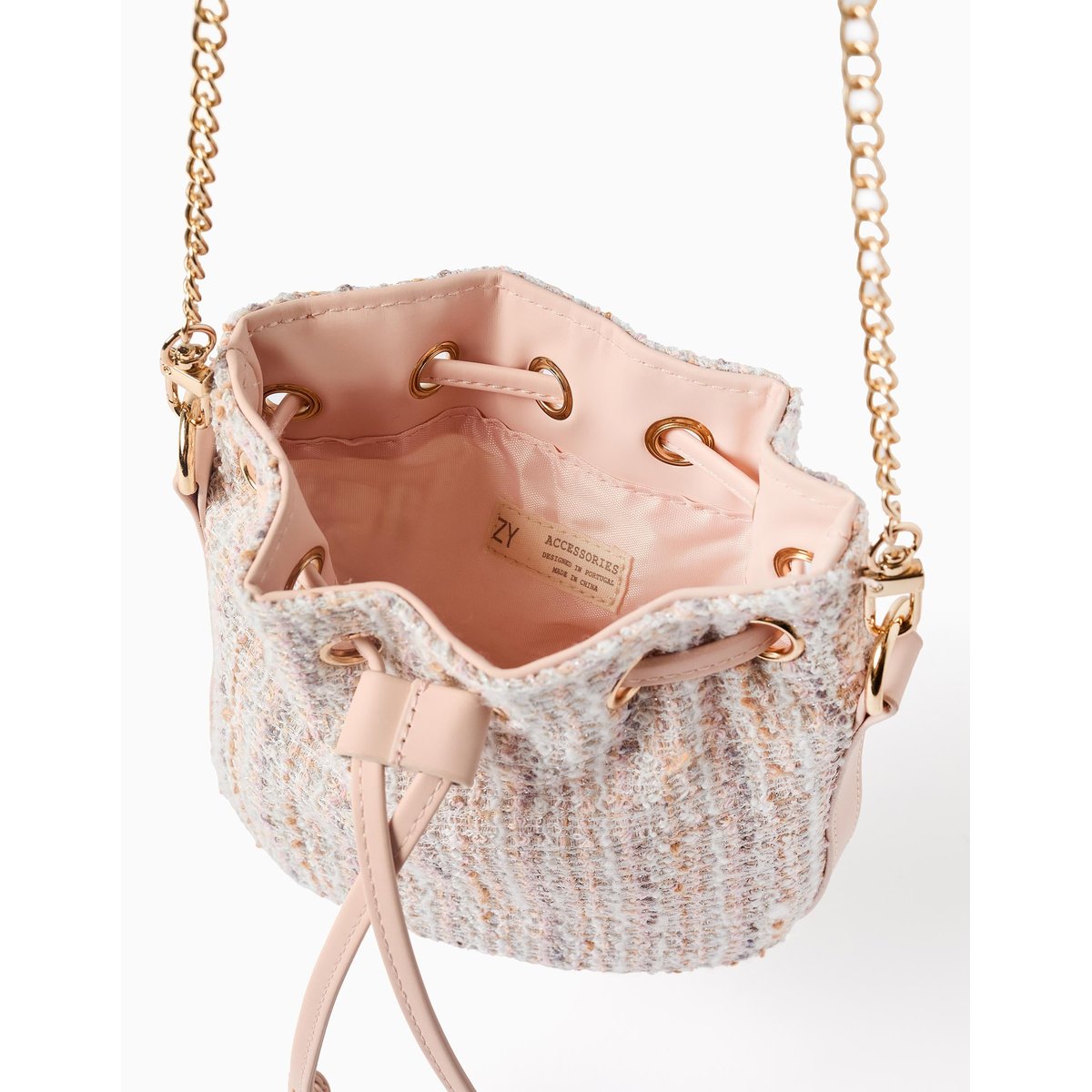 Sac seau en tweed rose clair, ZIPPY