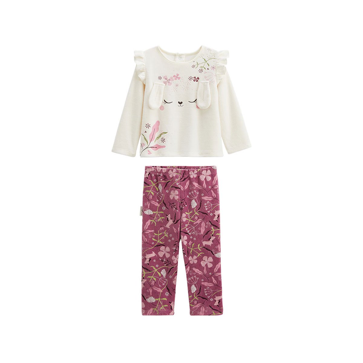 Pyjama enfant 2 pièces en velours Mila ecru, PETIT BEGUIN