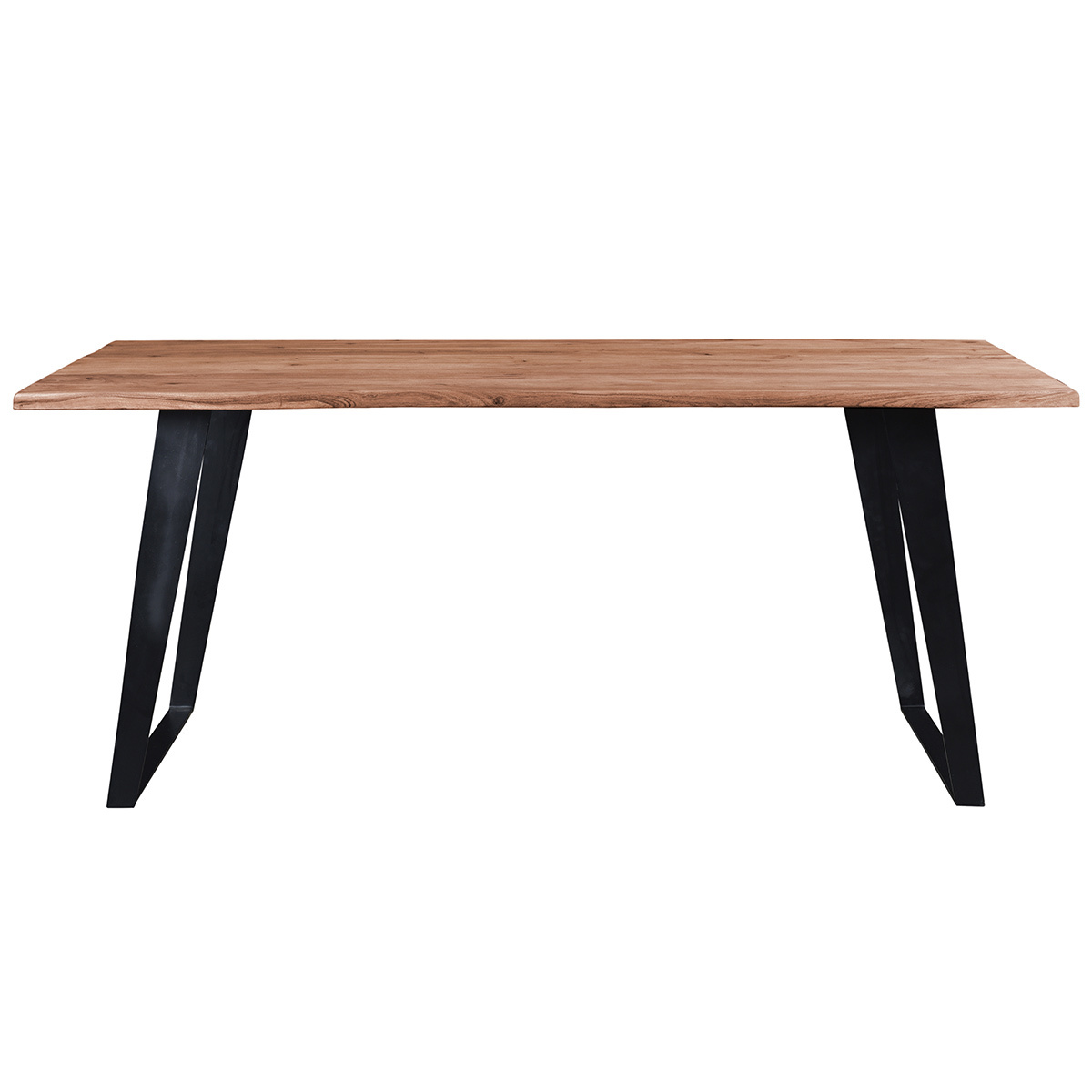 Table à manger rectangulaire en bois massif et métal noir L175 cm KORA bois clair / noir, MILIBOO