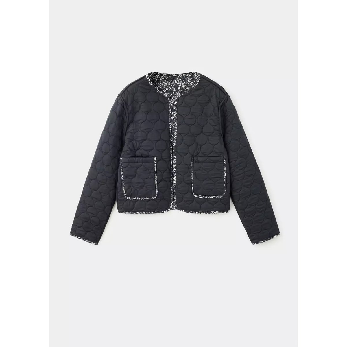 Veste réversible matelassée imprimée gris anthracite, MANGO TEEN