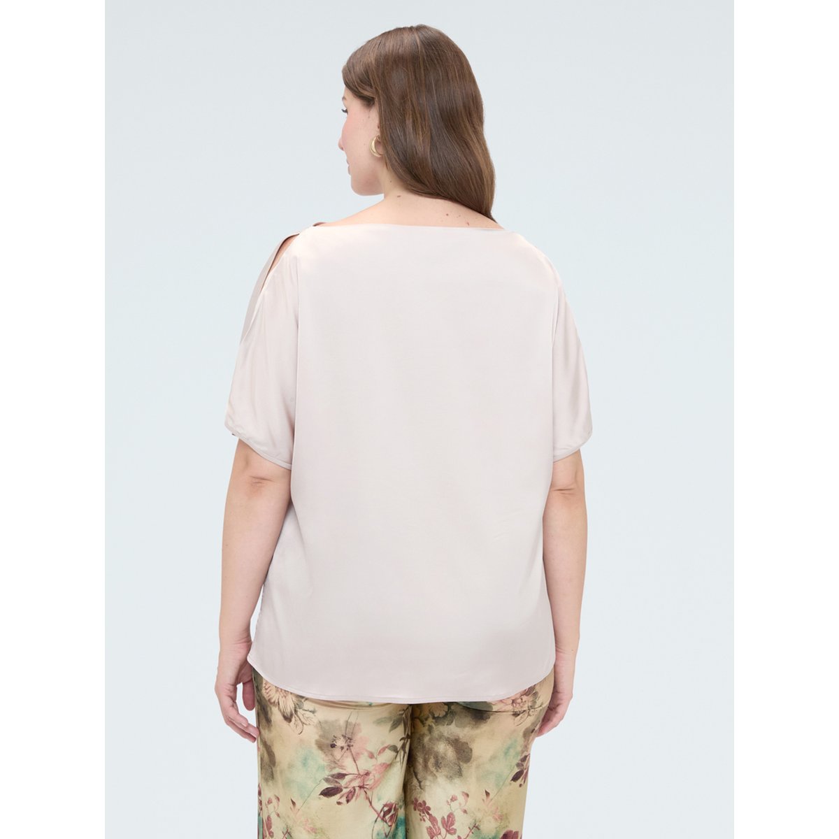 Blouse avec encolure bateau et découpes rose, FIORELLA RUBINO
