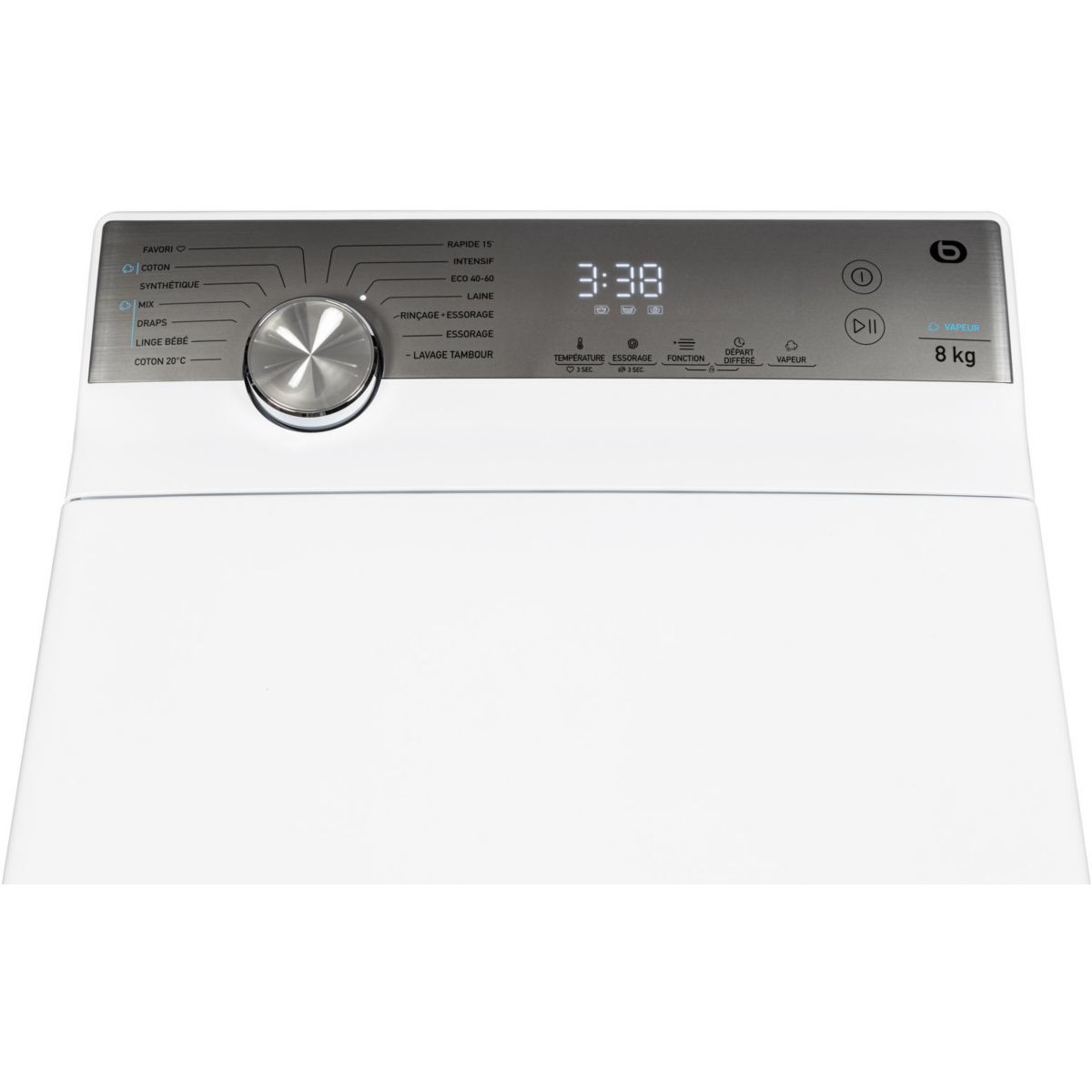 Lave linge top ELT813-2b couleur unique, ESSENTIEL B