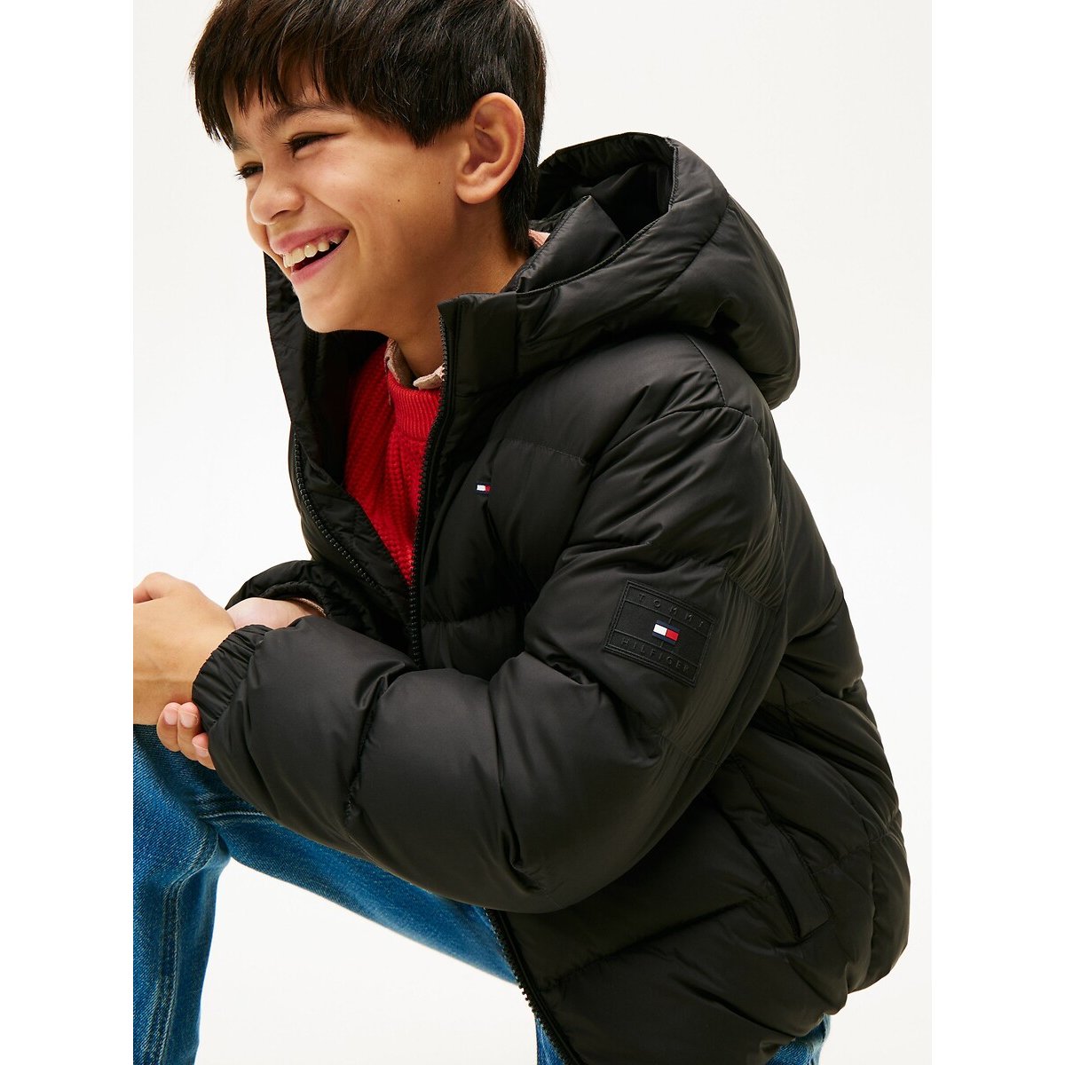 Doudoune avec capuche noir, TOMMY HILFIGER