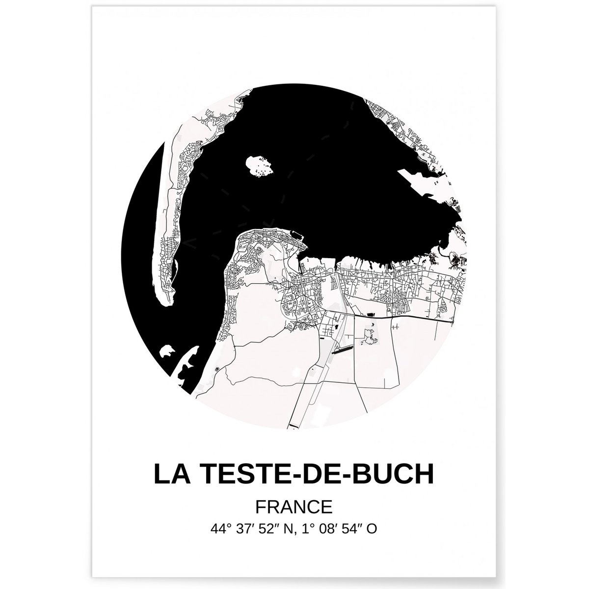Affiche Carte La Teste de Buch blanc, L'AFFICHERIE
