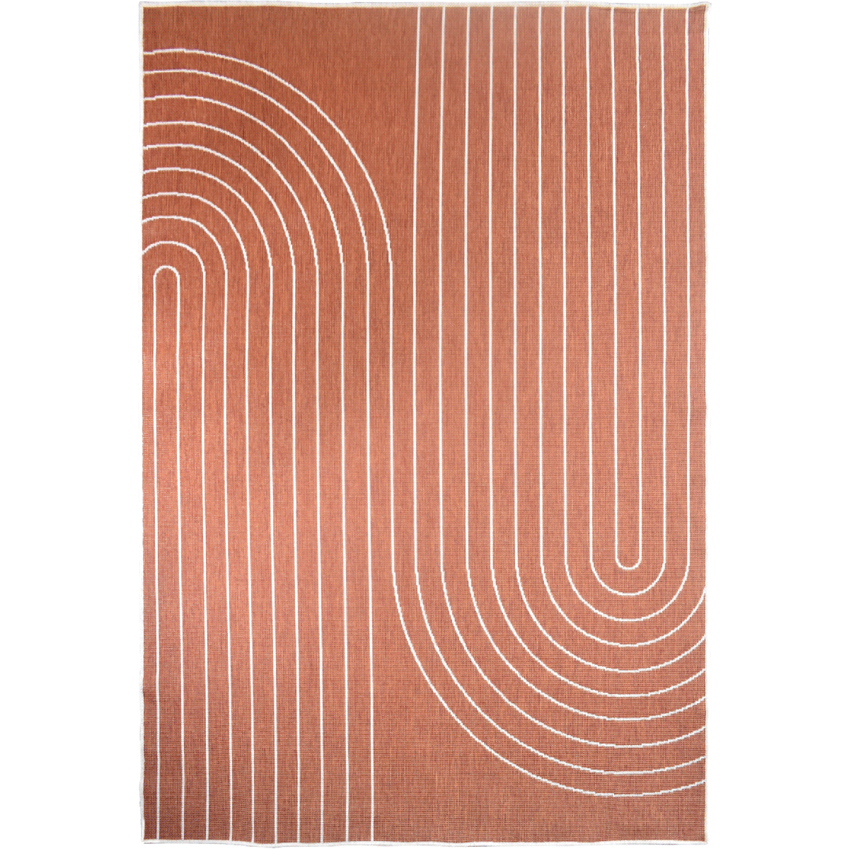 Tapis extérieur, kilim reversible LYN2 V REVERSIBLE terracota, écru, UN AMOUR DE TAPIS