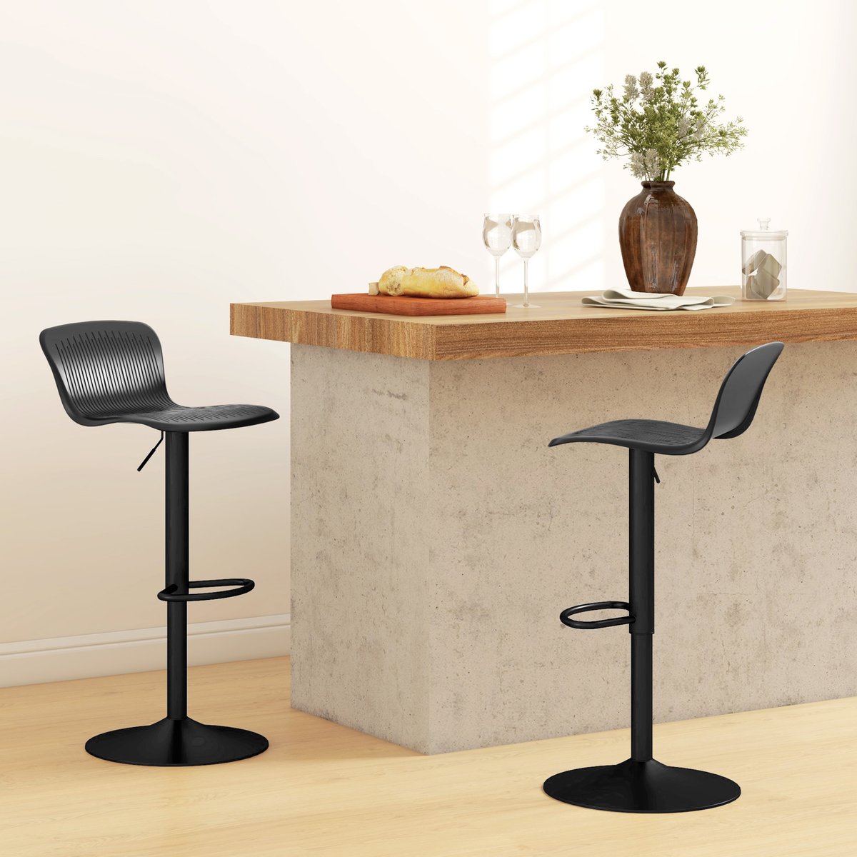Tabouret de bar Polypropylène Noir noir, HOMCOM