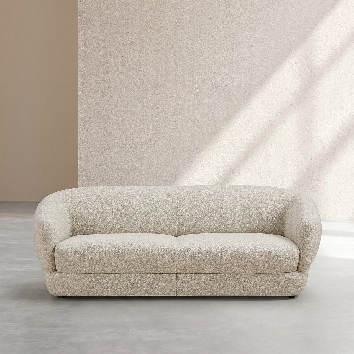 Canapé en tissu bouclette courte TEGLIO beige, HABITAT