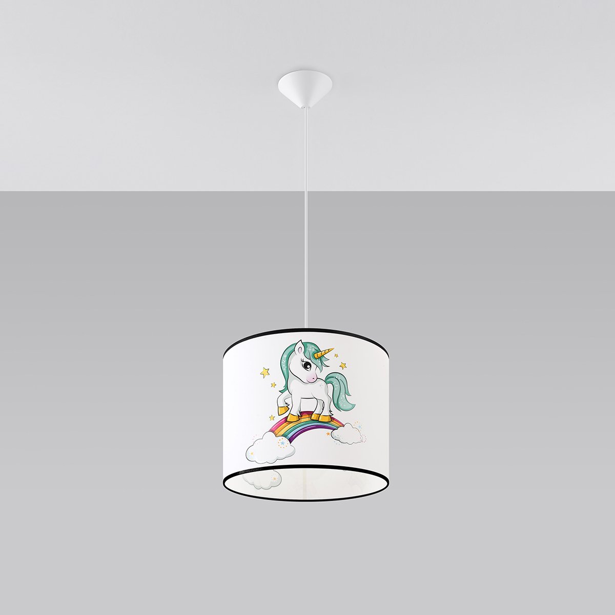 Suspension PVC Multicolore E27 1 Licorne 30 multicolore, EDEN